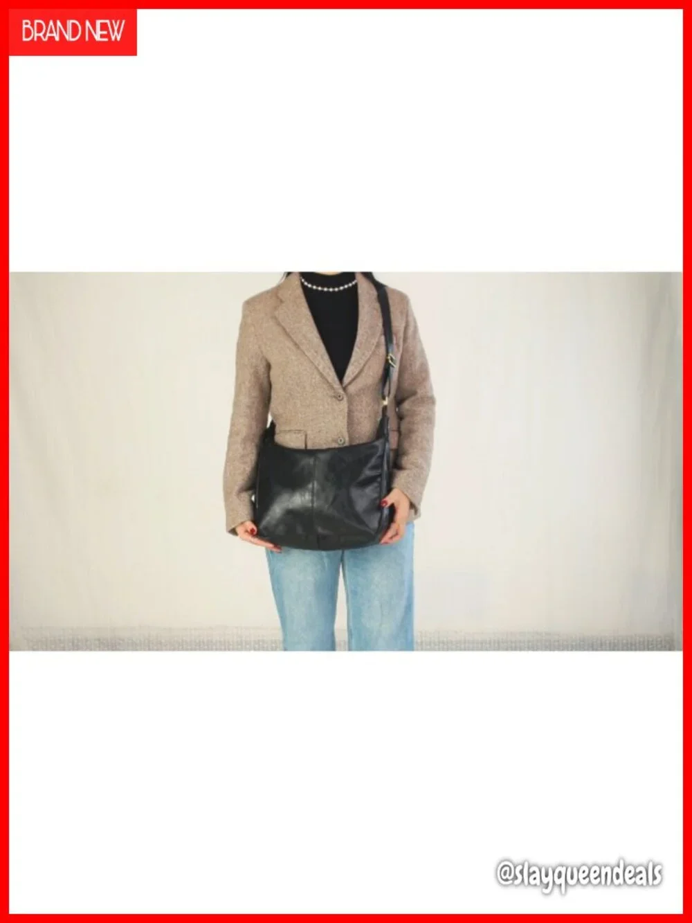 Ultra Soft Foldable Vegan Leather Crossbody Hobo Bag Shoulder Handbag Purse